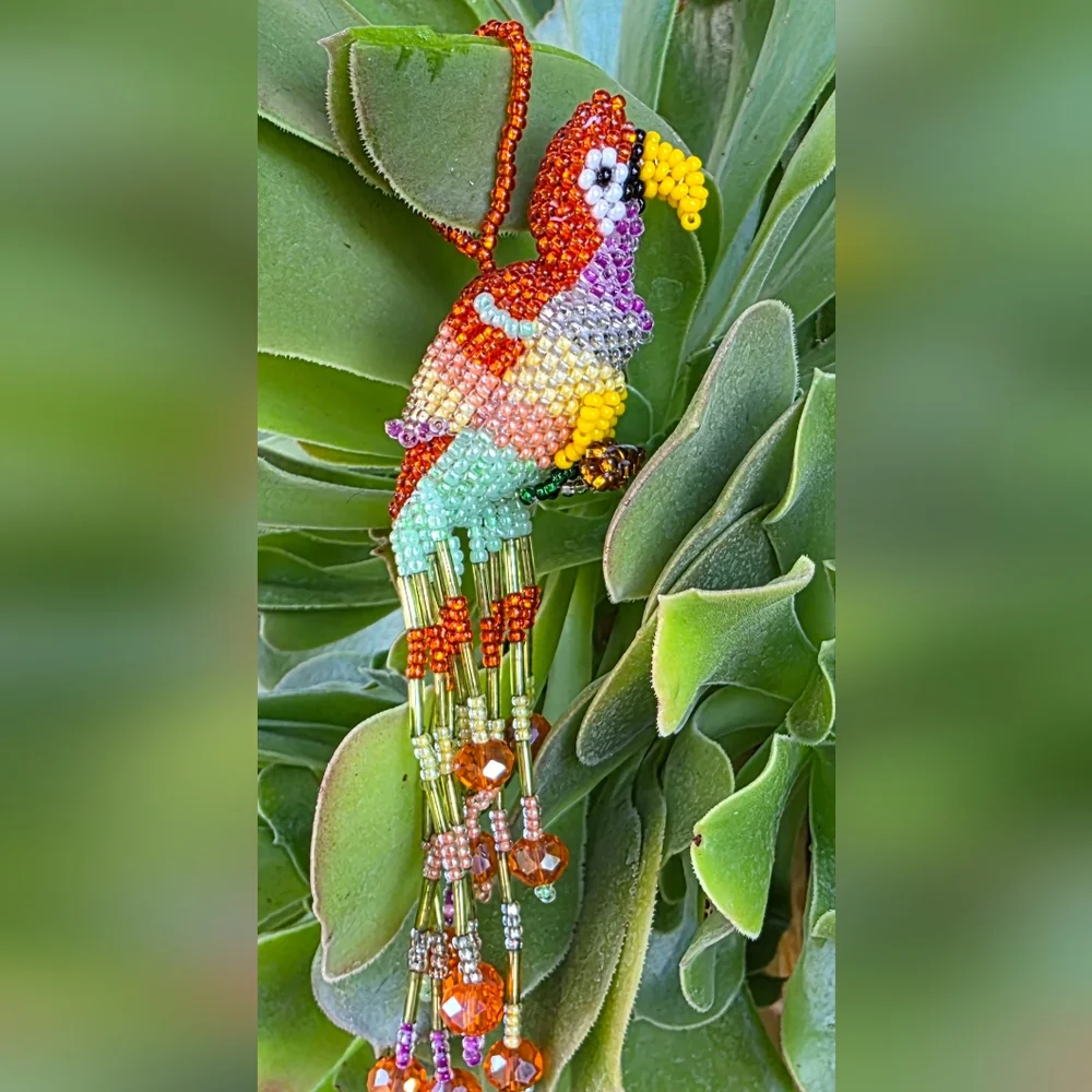 Colorful Beaded Parrot Ornament